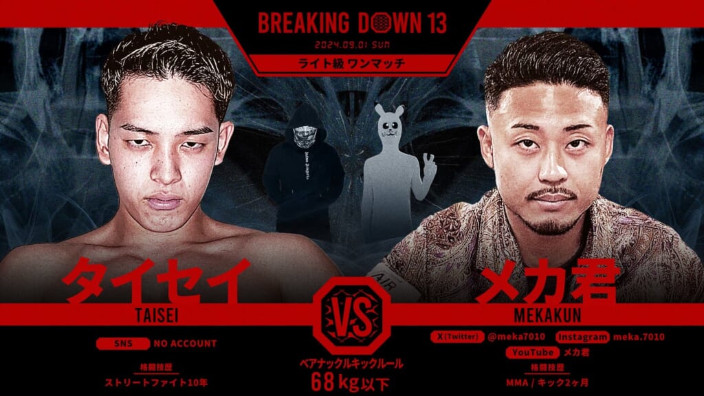 BREAKING DOWN 13
タイセイ vs. メカ君
