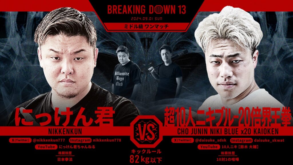 BREAKING DOWN 13
にっけん君 vs. 超10人ニキブルー20倍界王拳